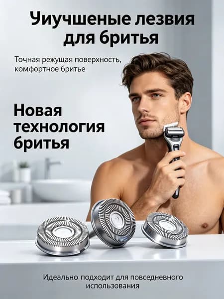 Сменные бритвенные головки PMRB-04 для бритв Polaris PMR-0411RC, 0415R, 0420R, 0421RC, 0613RC (серые),1 шт