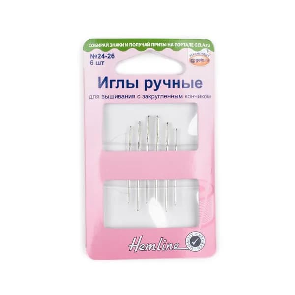 203.2426 Иглы с удлиненным ушком и закругленным кончиком для вышивания шерстью, мулине, лентами 6 шт