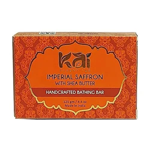 Аюрведическое натуральное мыло ручной работы для всех типов кожи Imperial Shaffron Императорский Шафран с маслом Ши Премиум Kai Essentials (Кай Эссенциалс) Индия, 125г