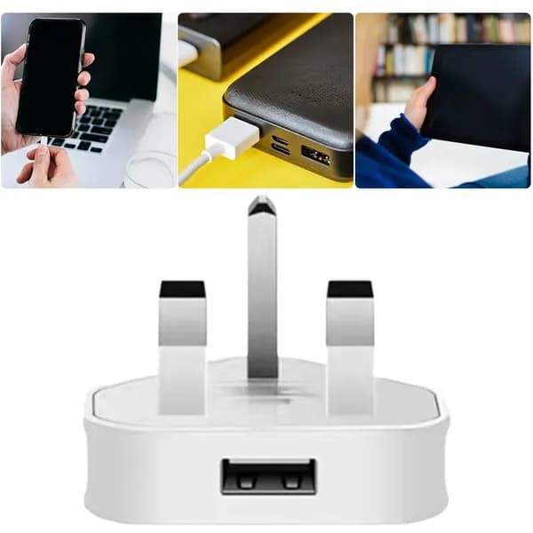 Умный зарядное устройство с британской вилкой, 1 порт USB, 5 В/3,1 А, белое