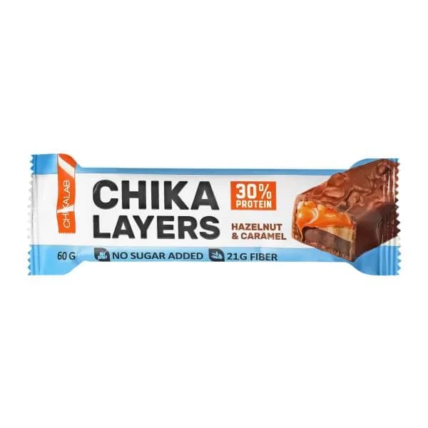 Батончик глазированный Chikalab со вкусом Лесной орех с карамелью 60г