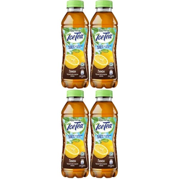 Холодный чай Фрутмотив IceTea черный лимон 500 мл, набор: 4 штуки