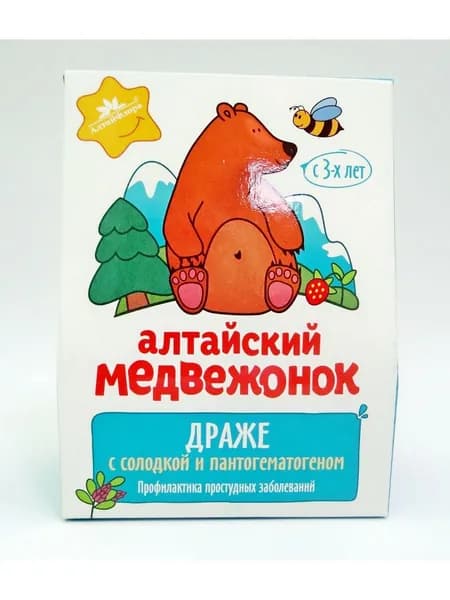 Алтайский медвежонок драже с солодкой и пантогематогеном 75 г