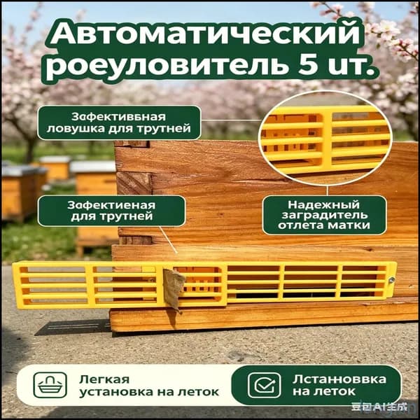Автоматический роеуловитель для пчел, 5 шт - маточная решетка и ловушка для трутней, многофункциональный заградитель летка для сбора роев и предотвращения отлета матки