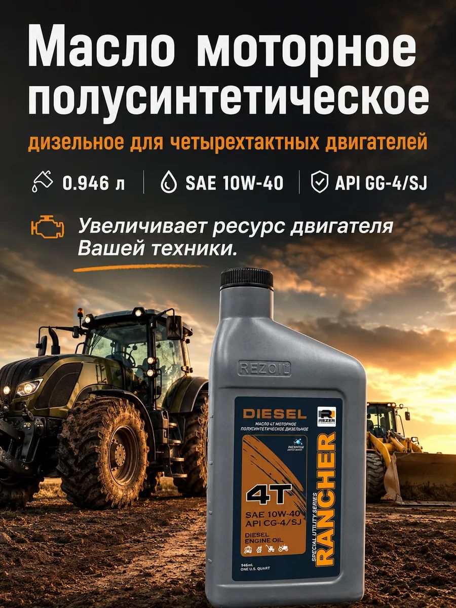 Rancher 10W-40 Масло моторное, Полусинтетическое, 0.946 л