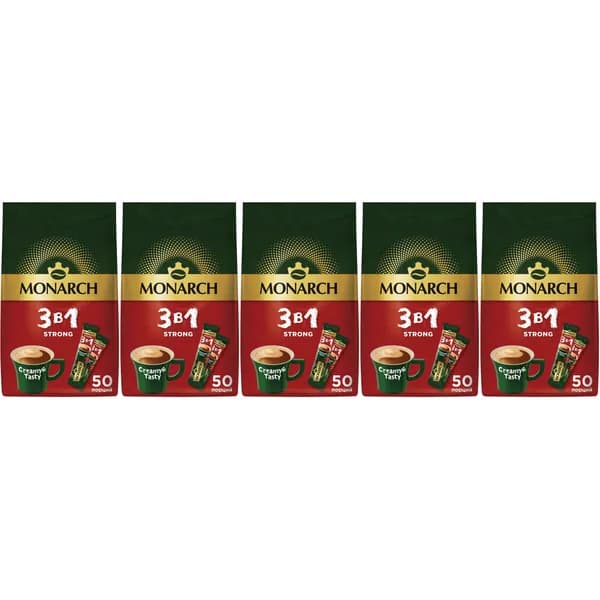Кофейный напиток Monarch Strong 3 в 1 растворимый 13 г х 50 шт, набор: 5 штук