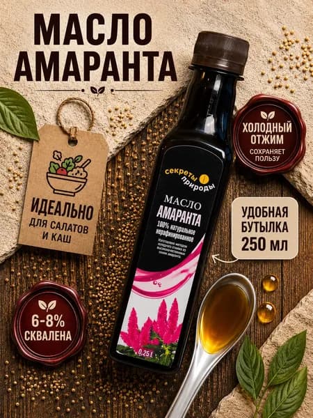 Амарантовое масло холодного отжима 250 мл/нерафинированное