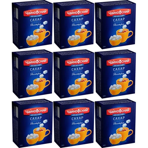 Сахар Чайкофский белый кусковой экстра 500 г, набор: 9 штук