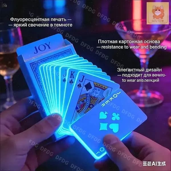 Флуоресцентные игральные карты 54 шт с УФ-свечением