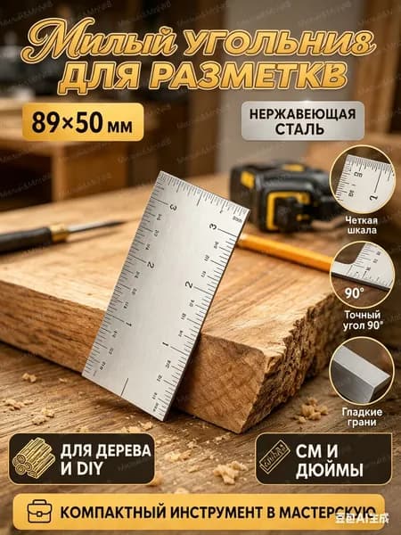 Линейка, угольник строительный 89мм х 50мм, Нержавеющая сталь