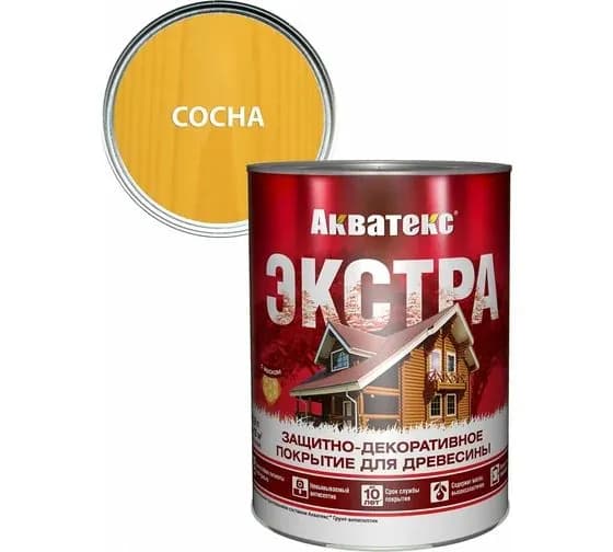 Пропитка АКВАТЕКС Экстра защитно-декоративная для древесины, сосна (0,8л)