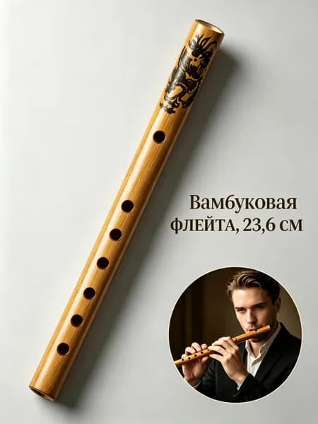 Бамбуковая шестиручковая вертикальная флейта желтая для музыкальной практики