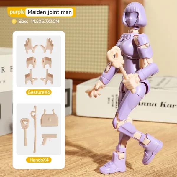Сборная игрушка "Магическая девочка-воин", многосуставная, подвижная, 3D-печать, 14 см, фиолетовая, 1 шт.