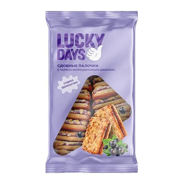 Сдобные палочки с джемом из черной смородины Lucky Days 308г
