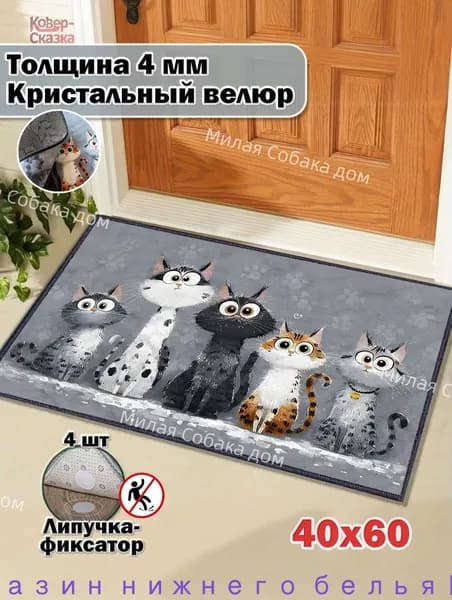 Коврик придверный кошк 40x60 см