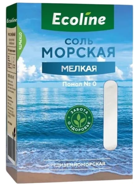 Эколайн Соль пищевая, морская натуральная, помол №0, 1 кг