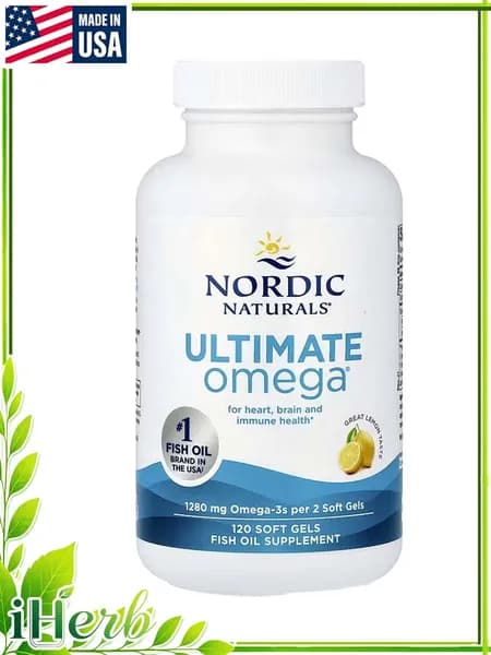 Nordic Naturals Ultimate Omega, 120 мягких капсул, лимонный вкус, 1280 мг омега-3 поддержка сердца, мозга и иммунитета, дикая рыба, Non-GMO