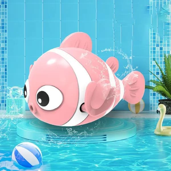Игрушка для ванной Рыбка Клоун, детская плавающая водная игрушка для купания малышей, Розовый