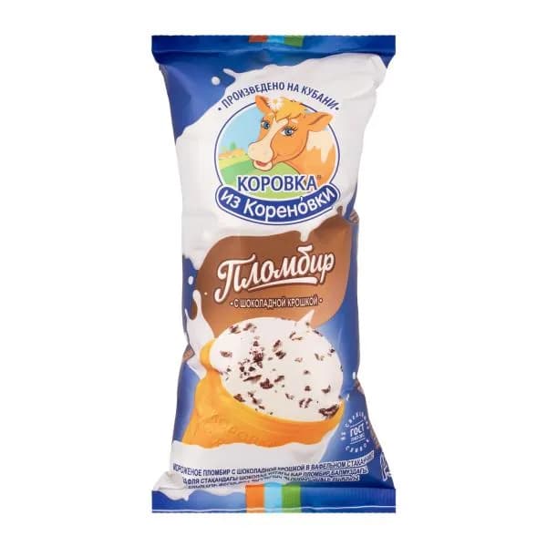 Мороженое Коровка из Кореновки Пломбир с шоколадной стружкой 80г