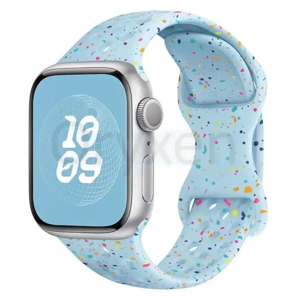 Силиконовый ремешок для Apple Watch Ultra 2 49мм 42мм 45мм 44мм 41мм, браслет с цветными частицами для iWatch Series 9 8 7 6 5 SE 4 3