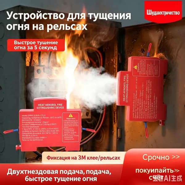 Огнетушитель аэрозольный в электрощит на DIN-рейку ORRO, автоматический самосрабатывающий, для дома и шкафа, 1-100 шт.