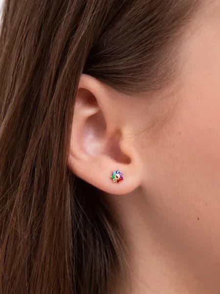 Серьги детские золотые 585 пробы семицветики