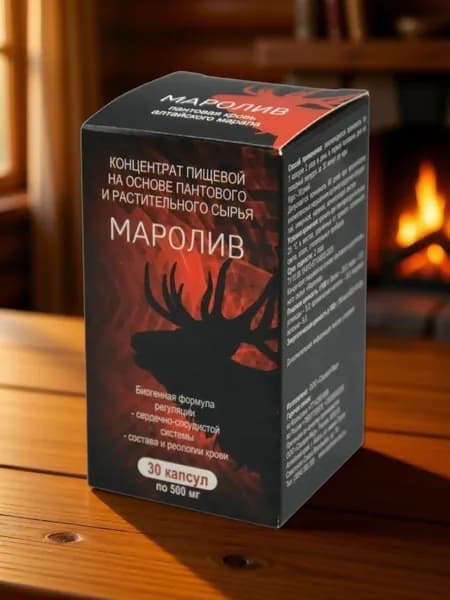 Маролив для сердца и сосудов, 30 капсул. Концентрат пищевой на основе пантового и растительного сырья. Сашера-МЕД