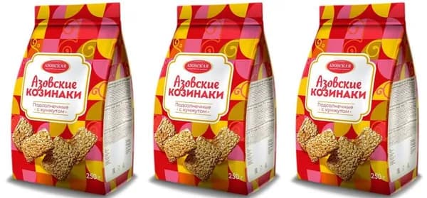 Азовская кондитерская фабрика Козинак подсолнечный с кунжутом, 250 г, 3 уп