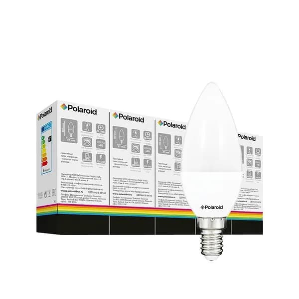 Светодиодная лампа Polaroid 220V C37 5W 4000K E14 425lm (5 шт.)