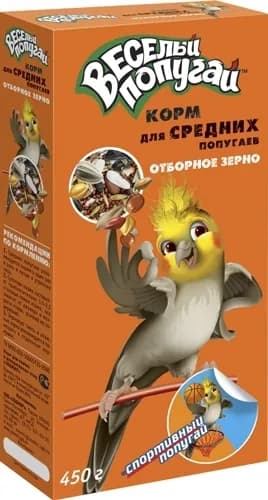 Зоомир Корм для птиц Веселый попугай Отборное зерно для средних попугаев, 450 гр/