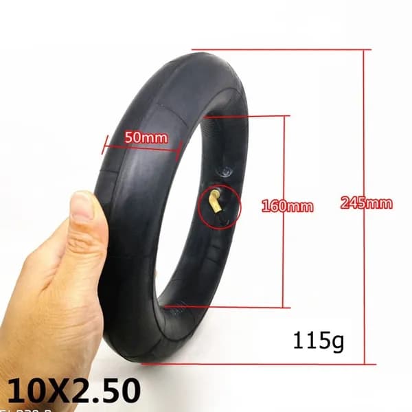 Камера для электросамоката 10 дюймов, размер 10x2.50, утолщенная резина.
