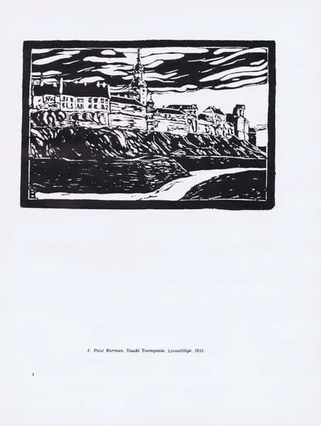 Эстония. Таллин (Таллинн). Вид на Тоомпеа (Вышгород). Пауль Бурман. Антикварная цинкография. СССР, 1959 год