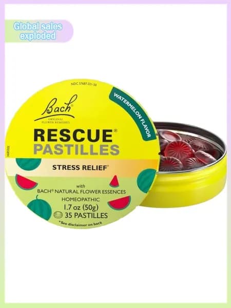 Bach, RESCUE REMEDY, Успокаивающие пастилки, природное снятие напряжения, арбуз, 50 г