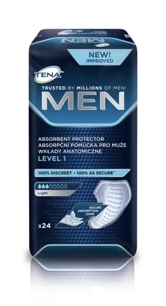 Прокладки урологические для мужчин Tena Men Level 1 Light, 3 капли, 300 мл, 24 штуки