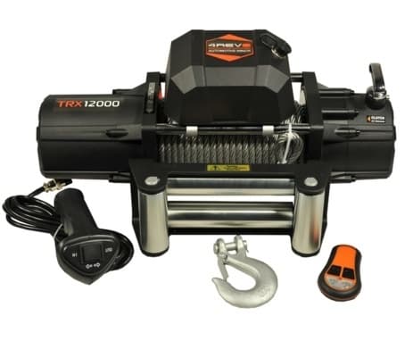 Лебёдка электрическая 24V 4REVO 12000 lbs 5440 кг стальной трос, 24 вольта