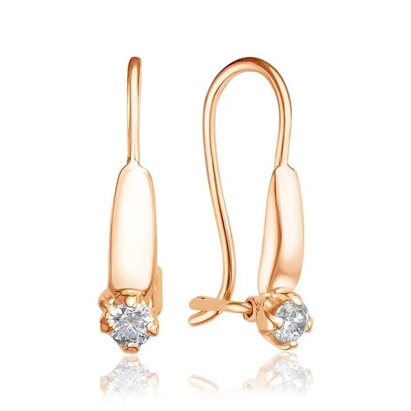 Серьги женские с фианитами из красного золота 375 пробы 585GOLD