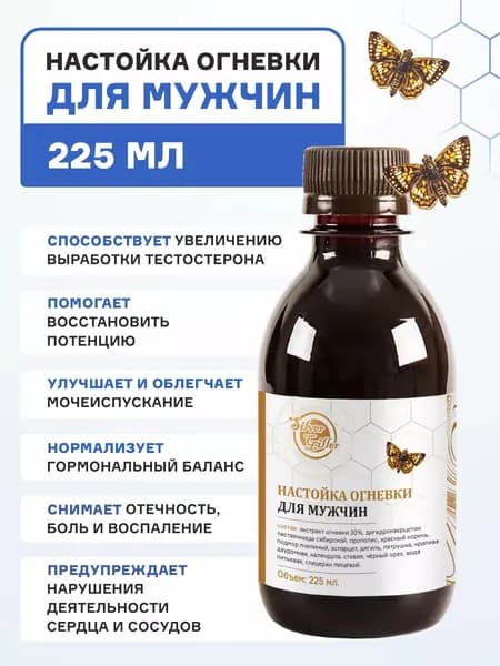 Настойка Огневки для мужчин, для повышения потенции, либидо, мужского здоровья, 225 мл Silver Giller