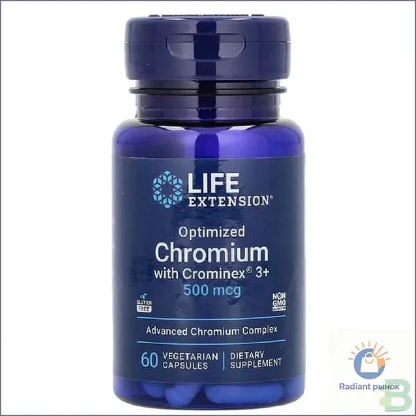 Оптимизированный хром с Crominex 3+, 500 мкг, 60 вегетарианских капсул
