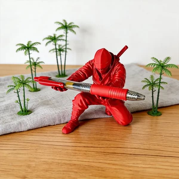 3D-печать фигурка ниндзя-подставка для ручек красного цвета