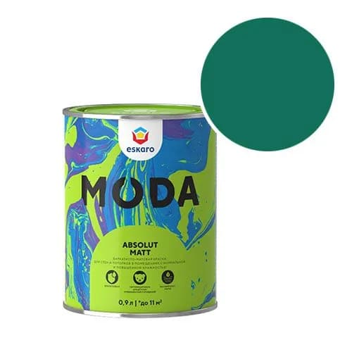 Краска моющаяся Eskaro Moda Absolut Matt RAL 6016 (Бирюзово-зеленый - Turquoise green) 0,9 л