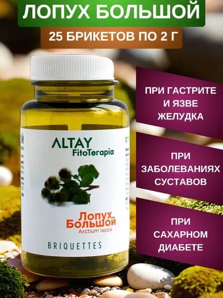 Корень лопуха большого, 25 брикетов по 2 г. Для выведения токсинов, при гастрите, нарушении обмена веществ