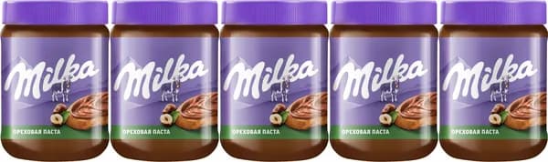 Паста Milka шоколадно-ореховая, комплект: 5 упаковок по 350 г