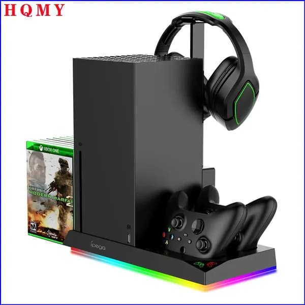 Многофункциональная зарядная база iPega для Xbox Series X, RGB подсветка + 2 аккумулятора 1400 мА