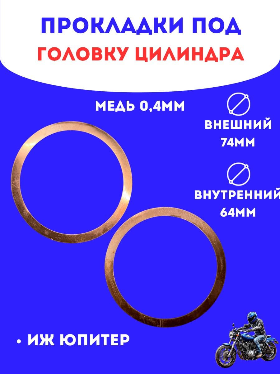 Прокладки под головку цилиндра Иж Юпитер (медь) 2шт