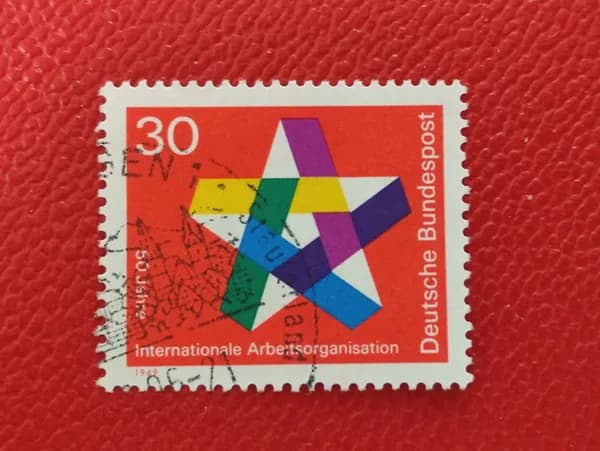 Марки Германия 1969. Серия: "50-летие МОТ". Гашение - См фото