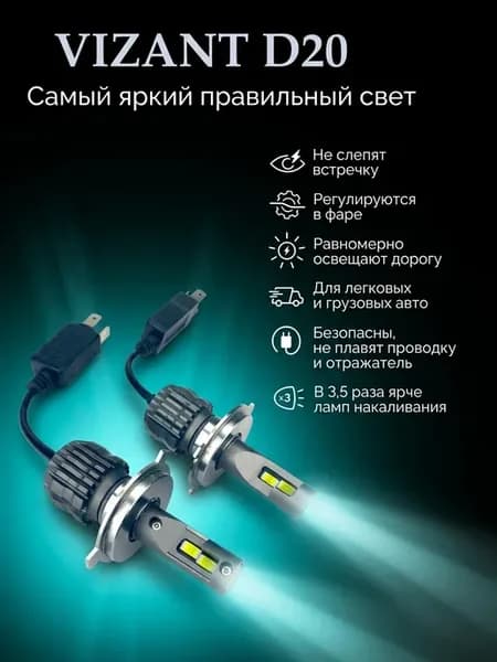Светодиодные лампы D20 HB4 CSP 3570 24W 4400lm 2 шт