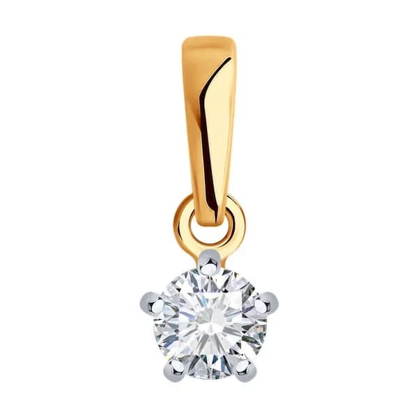 Золотая подвеска DIAMANT-ONLINE с фианитом 585 пробы