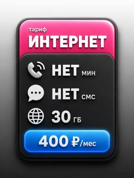 Сим карта Безлимитный интернет - тариф 400 руб мес 30 ГБ по РФ, для мобильных, модемов и роутеров SV1EDVAT400