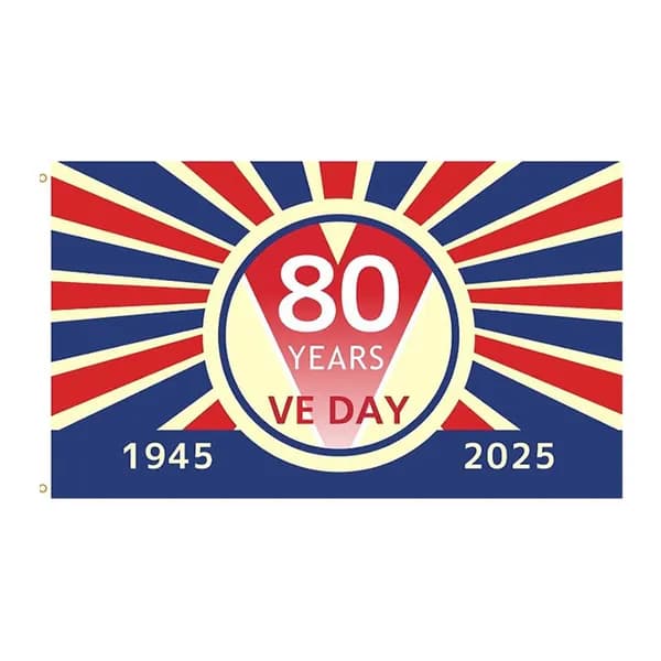 Флаг Дня Победы в Европе 80-летие, полиэстер, 150 90 мм