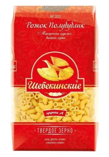 Шебекинские Макаронные изделия Рожок полубублик №202, 450г